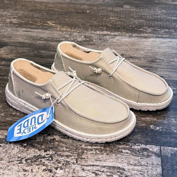 Hey Dude Shoes - Hey Dude Loafers Shoes Womens Size 6 Ivory Wendy Celestial Shine Beach Comfy NEW
